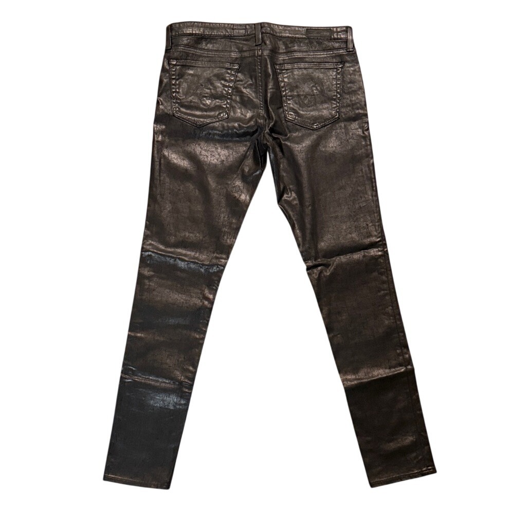 AG Adriano Goldschmied Coated Metallic Skinny Jeans size 31 Bronze Low Rise USA